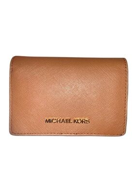 Michael Kors Jet Set Medium Travel Tan Saffiano Leather Bi-Fold Wallet